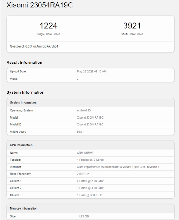 LCD党福音！Redmi Note 12T Pro跑分出炉：搭载天玑8200(图3)